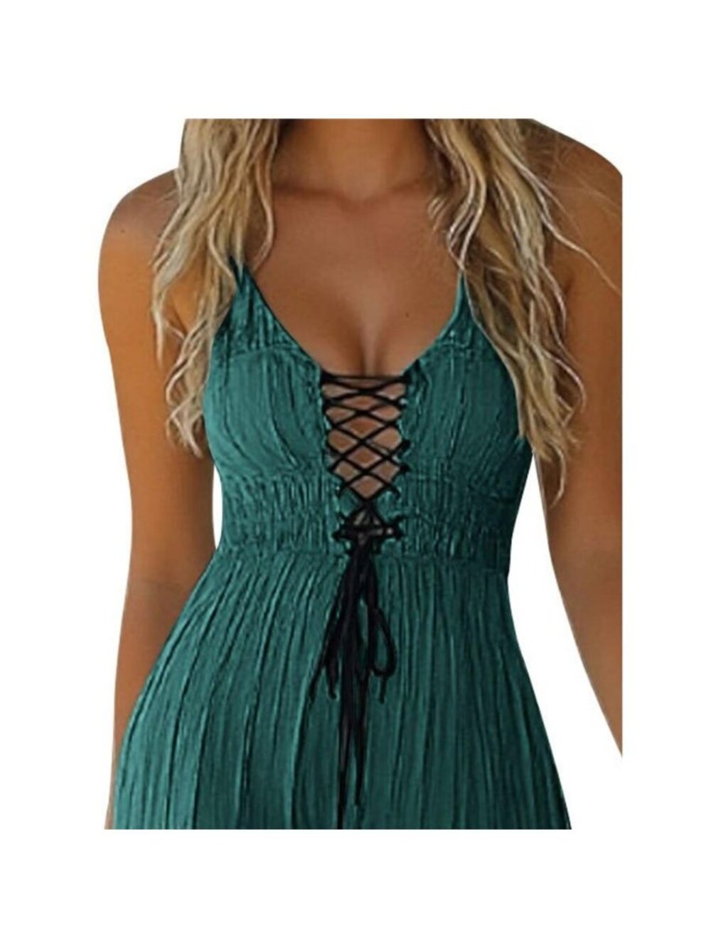 Lace-Up Front High-Low Ruffle Hem Dress - Picture 11 of 16